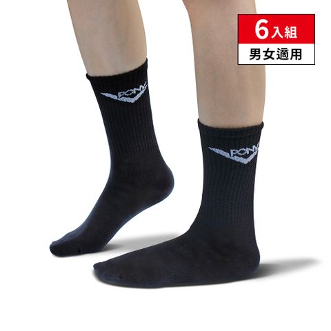 經典LOGO 中筒襪 黑(6入組)