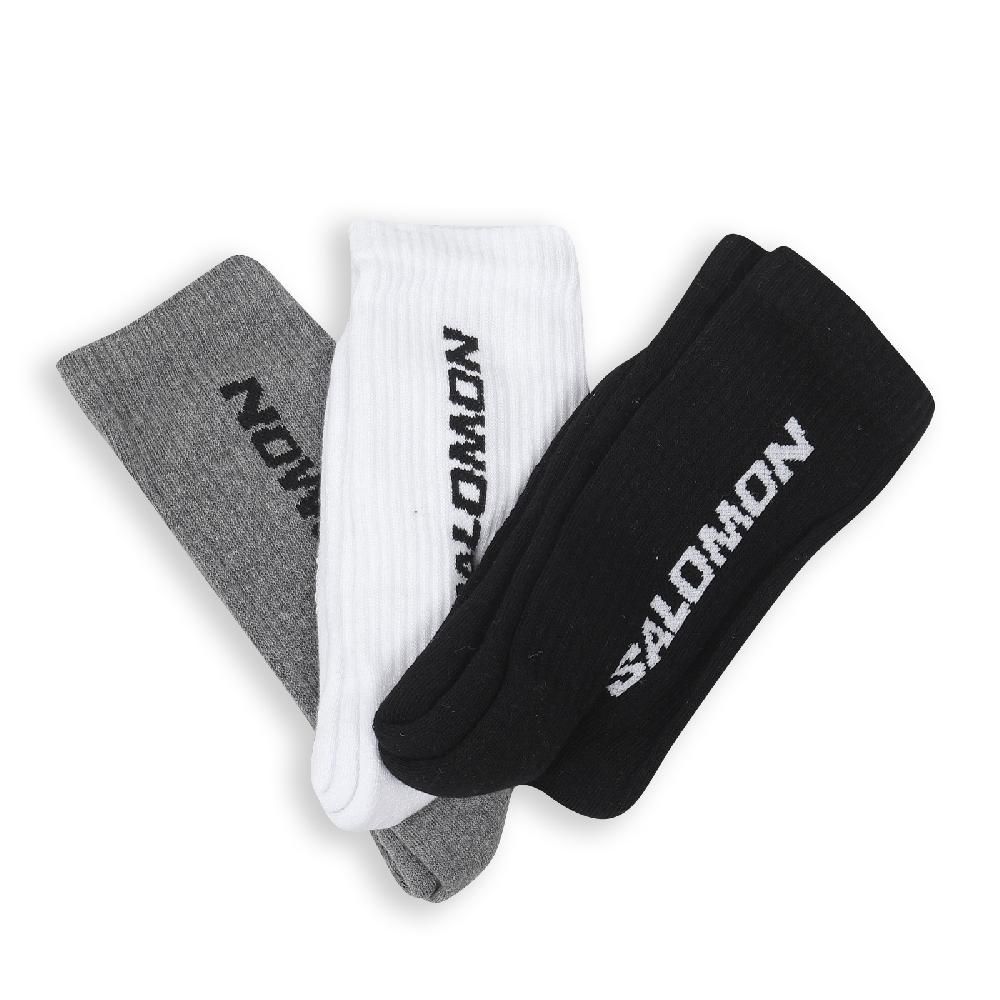 SALOMON 薩洛蒙 休閒襪 Everyday Crew 黑 白 灰 中筒 長襪 襪子 穿搭 薩洛蒙 3雙入 LC2086200