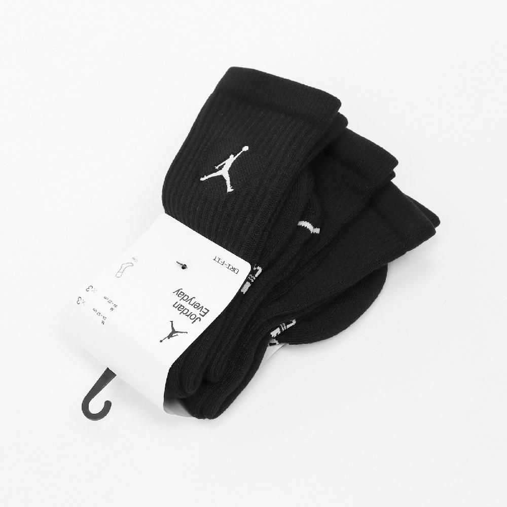NIKE 耐吉 襪子 Jordan Everyday 男女款 黑 長襪 刺繡 三雙入 喬丹 飛人 DX9632-010