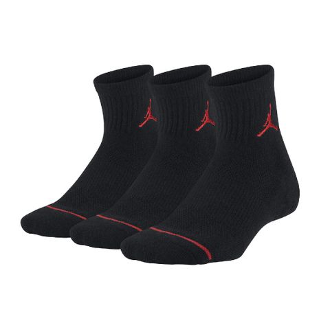 NIKE 耐吉 襪子 Jordan 黑 紅 男女款 短襪 中筒襪 黑襪 厚底 毛巾布 休閒 運動 3雙入 JD2113041GS-002