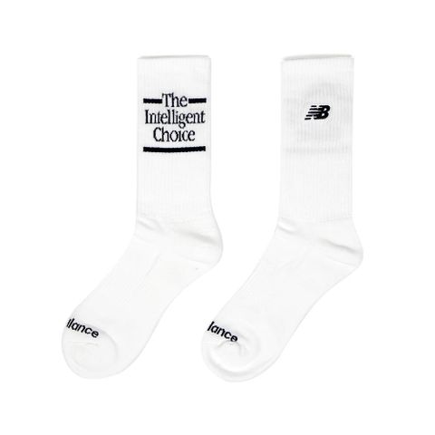 休閒襪 Crew Socks 白 標語 長襪 中筒 襪子 單雙入 NB LAS51171SST