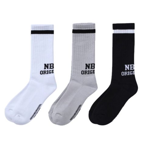Neighborhood Logo Line Socks 黑色/灰色/白色 襪子 251WINH-UWM01