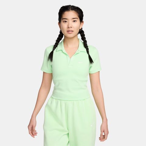 NIKE 耐吉 AS W NSW ESSNTL SS POLO CRP TO 上衣 女款 短袖 POLO衫 運動 DV7885-376 綠