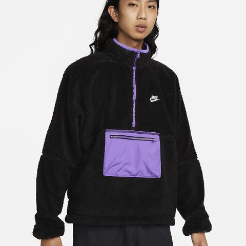 【NIKE】AS M NK CLUB+ WINTER HZ ANORAK 長袖上衣 男 黑紫色-DQ4881010