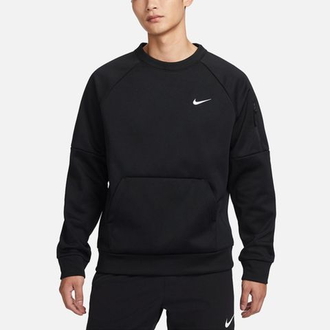 NIKE 耐吉 Nike AS M NK TF CREW [FB8506-010] 男 長袖 上衣 休閒 內刷毛 保暖 拉鍊口袋 黑