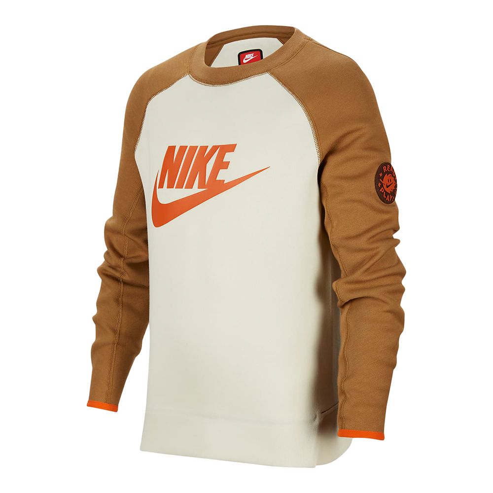 NIKE 耐吉  B NSW Outdoor FLC Crew 大童 咖色 休閒 運動 上衣 長袖 FV3999-020