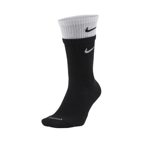 Nike 襪子 Everyday 男女 黑白 單雙入 雙層襪 雙勾 中筒襪 長襪 小腿襪 快乾 DD2795-011