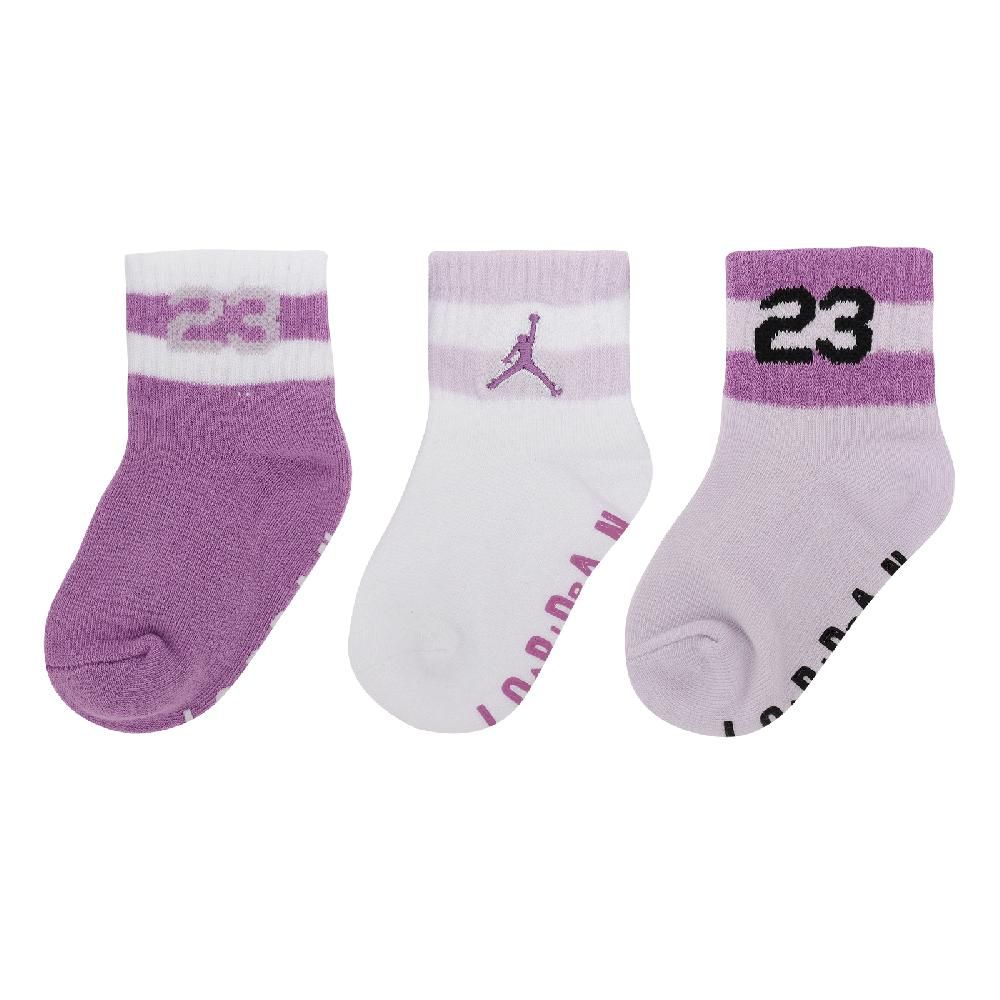 NIKE 耐吉  襪子 Jodan Socks 小童襪 長襪 紫粉 白 喬丹 中筒襪 休閒 舒適 三雙入 JD2313034IF-001