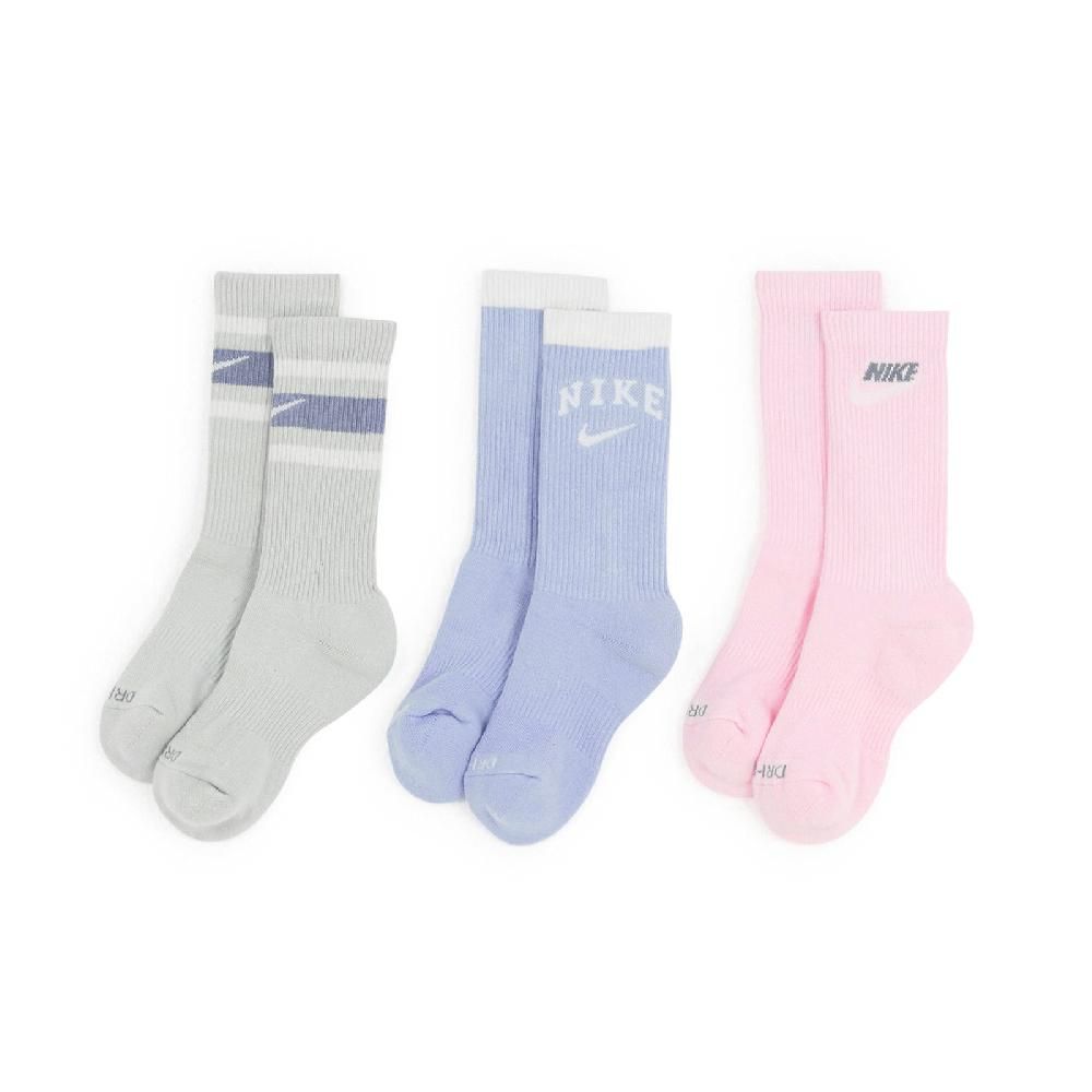 NIKE 耐吉  襪子 Everyday Plus Crew Socks 男女款 長襪 馬卡龍色 綠 藍 粉 三雙入 DX7665-902