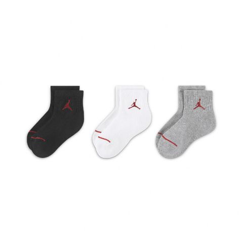 Nike 襪子 Jordan Cushioned Ankle Socks 童襪 黑白灰 厚底 毛巾布 三雙入 JD2113041GS-003