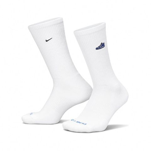 NIKE 耐吉 長襪 Everyday Plus Cushioned 白 藍 刺繡 厚底 中筒襪 休閒襪 襪子 FQ0326-100