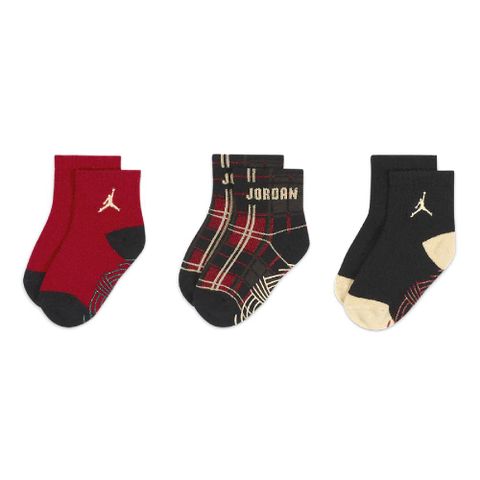 Nike 耐吉 襪子 Jordan Create Ankle Socks 嬰兒襪 紅 黑 格紋 喬丹 止滑 聖誕節 JD2243006TD-001