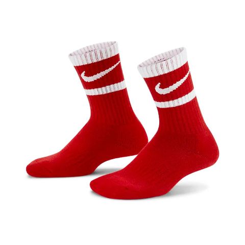 NIKE 耐吉 長襪 Cushioned Crew Socks 兒童款 紅 白 速乾 厚底 小朋友 休閒襪 襪子 NY2413004PS-001