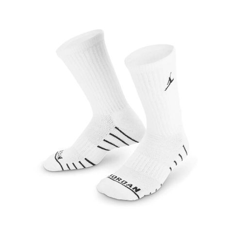 NIKE 耐吉 童襪 Jordan Cushioned Socks 3Pack 白黑 兒童襪 厚底 毛巾布 中筒襪 JD2413056GS-001