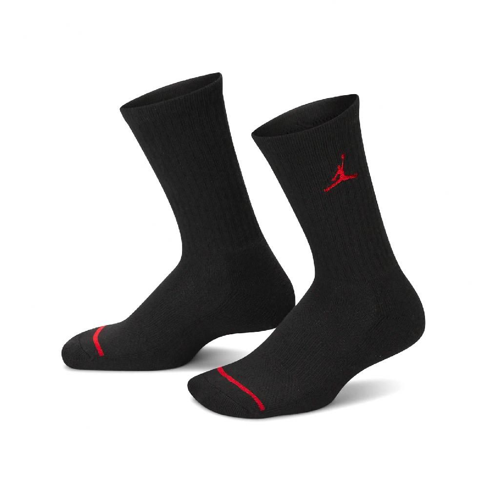 NIKE 耐吉   童襪 Jordan Cushioned Crew Socks 黑白灰 兒童款 厚底 毛巾布 中筒襪 JD2213021GS-002