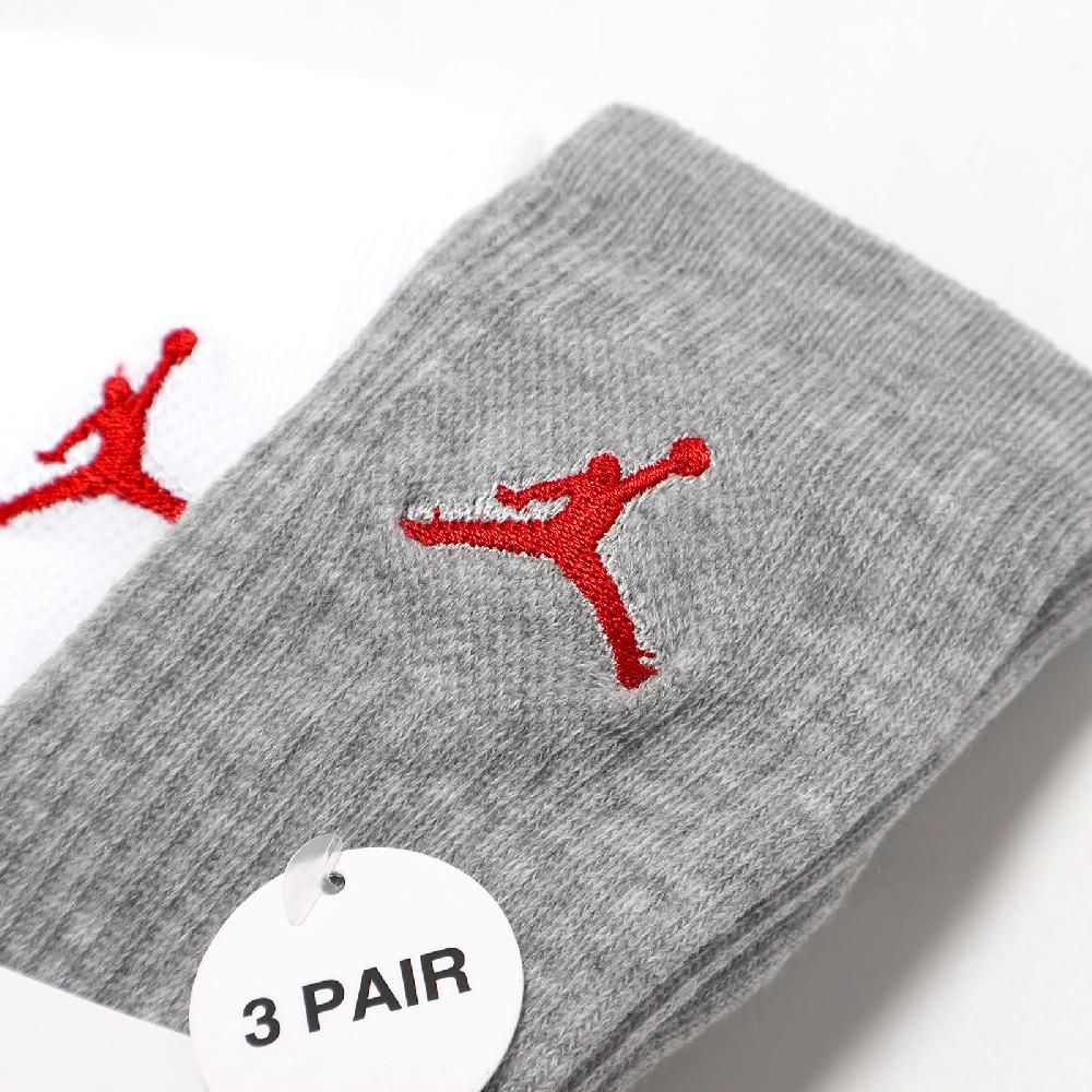 NIKE 耐吉   童襪 Jordan Cushioned Crew Socks 黑白灰 兒童款 厚底 毛巾布 中筒襪 JD2213021GS-002