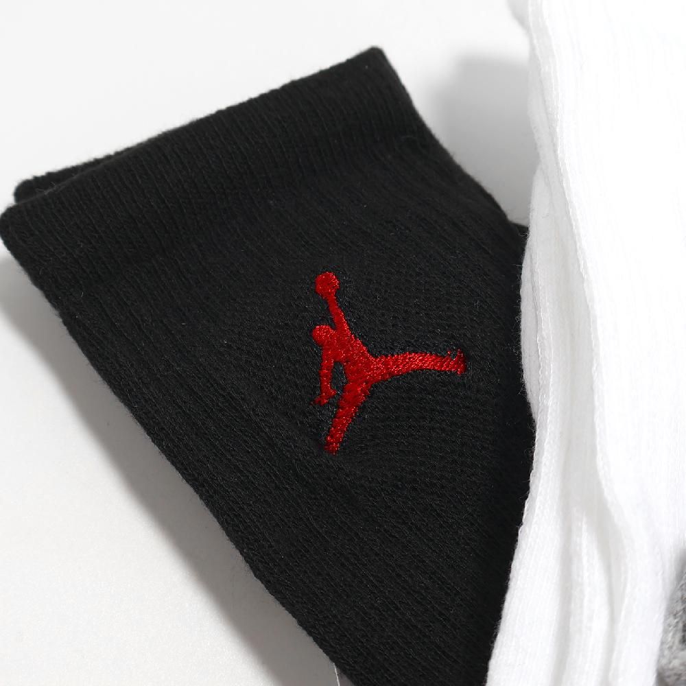 NIKE 耐吉   童襪 Jordan Cushioned Crew Socks 黑白灰 兒童款 厚底 毛巾布 中筒襪 JD2213021GS-002