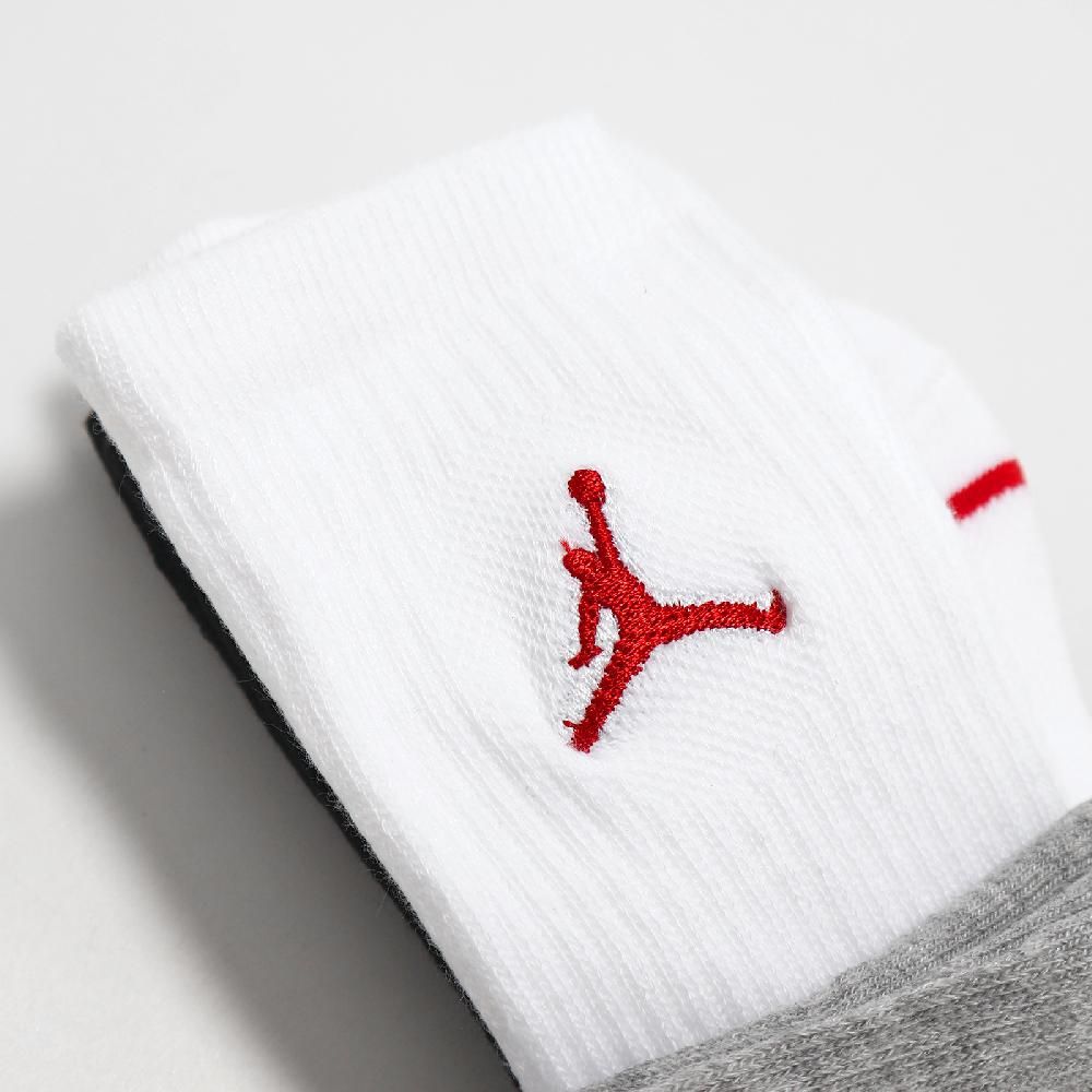 NIKE 耐吉   童襪 Jordan Cushioned Crew Socks 黑白灰 兒童款 厚底 毛巾布 中筒襪 JD2213021GS-002