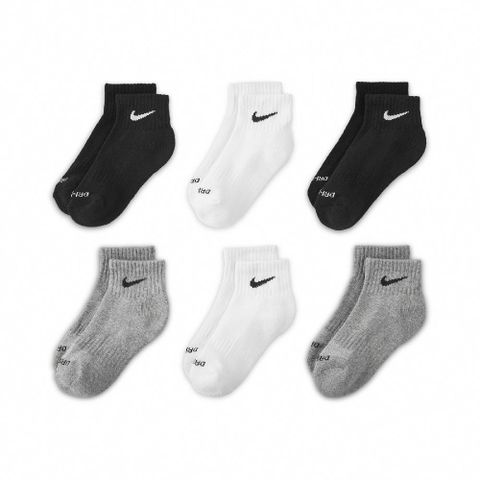 NIKE 耐吉 童襪 Cushioned Ankle 兒童款 黑白灰 小朋友 厚底 毛巾布 休閒襪 襪子  NY2433007PS-001