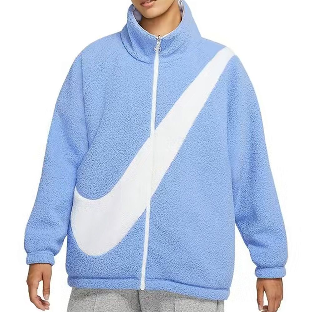 NIKE 耐吉 W  Swoosh LOGO 白藍大勾 搖粒絨 雙面穿 DC5138-414