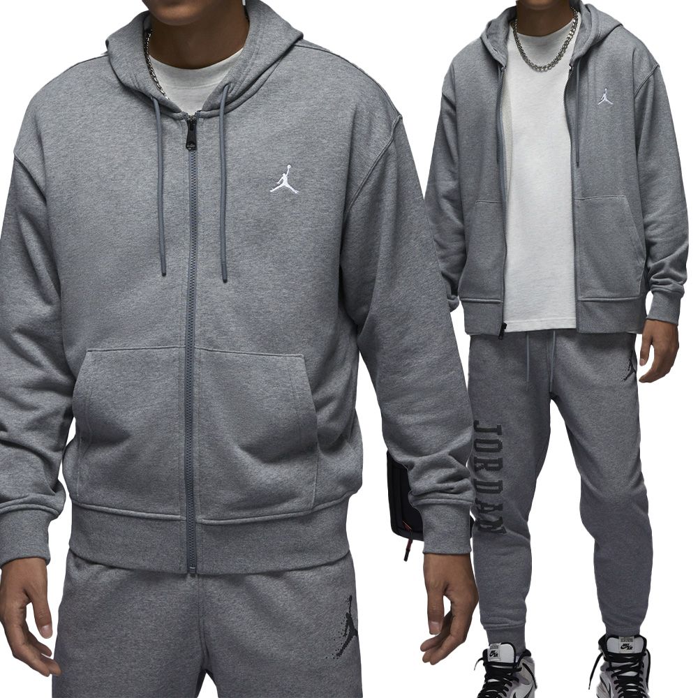 NIKE 耐吉  Jordan ESS FLC Hoodie 男款 灰色 連帽 喬丹 Logo 運動 外套 FQ1867-091