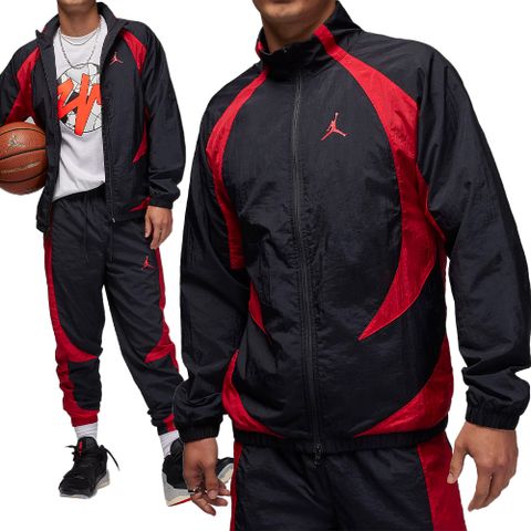 Nike Jordan Sport Jam 男 黑紅色 休閒 運動 內網眼 立領 外套 DX9368-013
