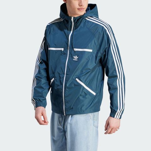Adidas Classics WB [IL8263] 男 連帽 外套 風衣 亞洲版 運動 休閒 三葉草 拉鍊口袋 藍白