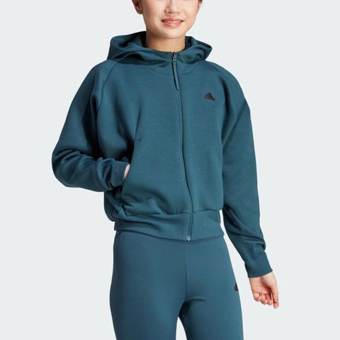 Adidas W Z.N.E. FZ [IN5129] 女 連帽 外套 亞洲版 運動 訓練 休閒 寬鬆 百搭 舒適 藍綠