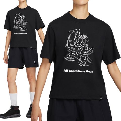 NIKE 耐吉 Nike ACG DF SS Tee GFX 女款 黑色 印花 輕微 落肩 上衣 塗鴉 圓領 短袖 FV7326-010