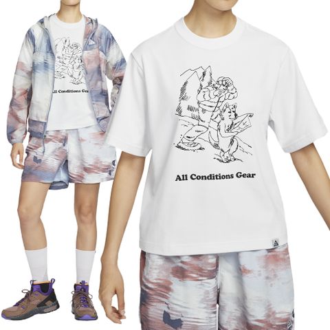 NIKE 耐吉 Nike ACG DF SS Tee GFX 女款 白色 印花 輕微 落肩 上衣 塗鴉 圓領 短袖 FV7326-121