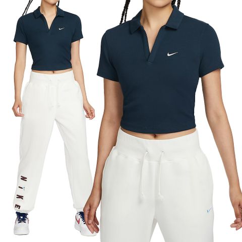 NIKE 耐吉 Nike NSW ESSNTL SS Polo CRP TO 女款 藍色 短袖 運動 上衣 DV7885-478