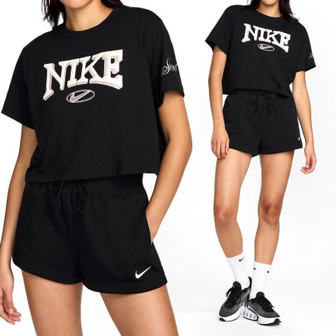 NIKE 耐吉 Nike AS W NSW SS Tee OC Varzity 女款 黑色 休閒 短袖 上衣 FZ2856-010