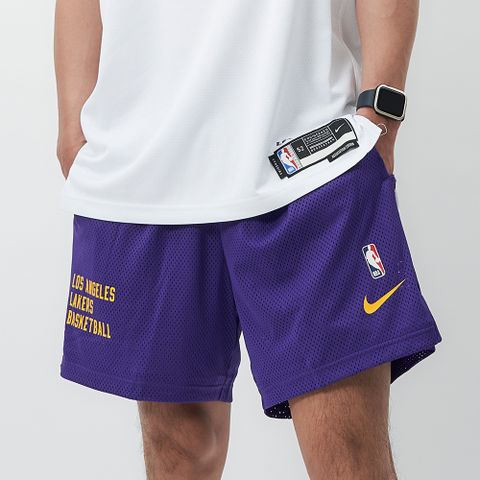 NIKE 耐吉 Nike As Lal Mnk Openhole Msh Shr 男款 紫色 洛杉磯湖人隊 短褲 DX9700-504