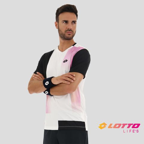 【LOTTO】義大利 男 專業網球T-SHIRT(白/紫-LT2154461CY)