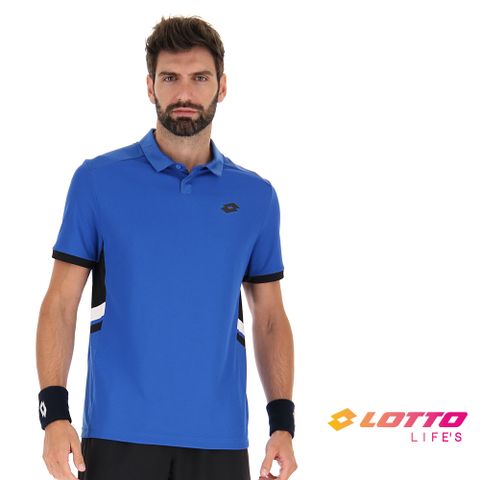 【LOTTO 義大利】男 專業網球POLO衫(藍)