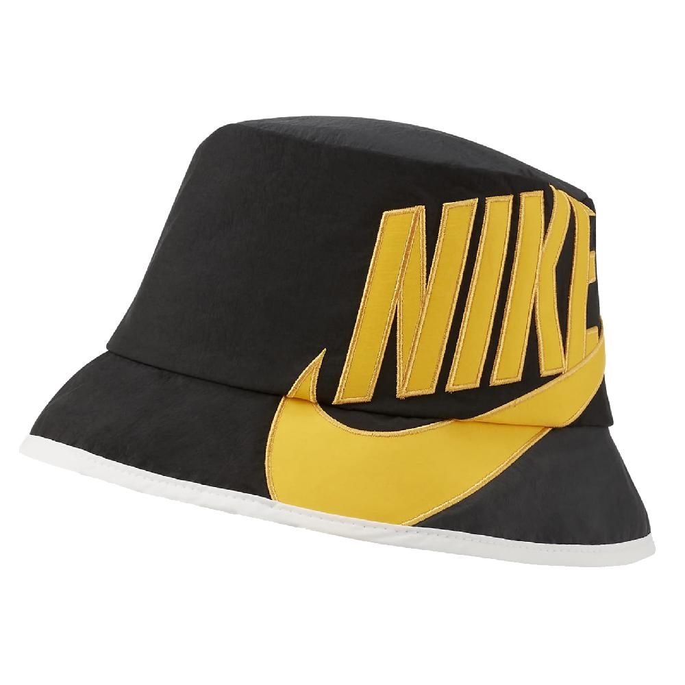 NIKE 耐吉  帽子 NSW Bucket Hat 黑 黃 漁夫帽 遮陽帽 大Logo 防曬 休閒 DH2077-010