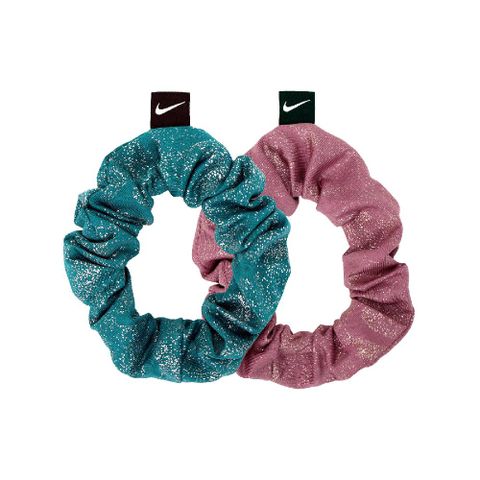 Nike 髮飾 Gathered Dri-FIT 髮圈 大腸圈 綁頭髮 粉紅 綠 閃亮 彈性 2入 N100245560-8OS