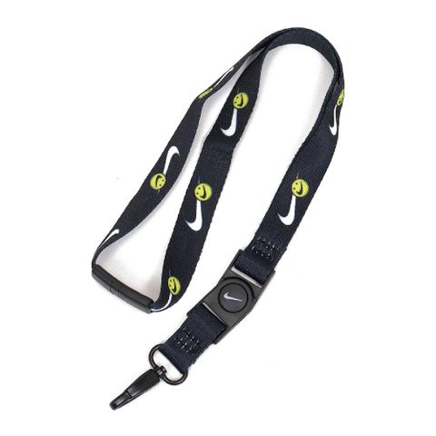 Nike 證件帶 Premium Lanyard 黑 黃 識別證 吊帶 勾勾 微笑 可拆式 N100707870-2NS