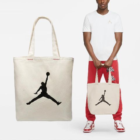 Nike 耐吉 包包 Jordan Tote Bag 米白 黑 托特包 手提包 單肩 喬丹 JD2113017AD-001