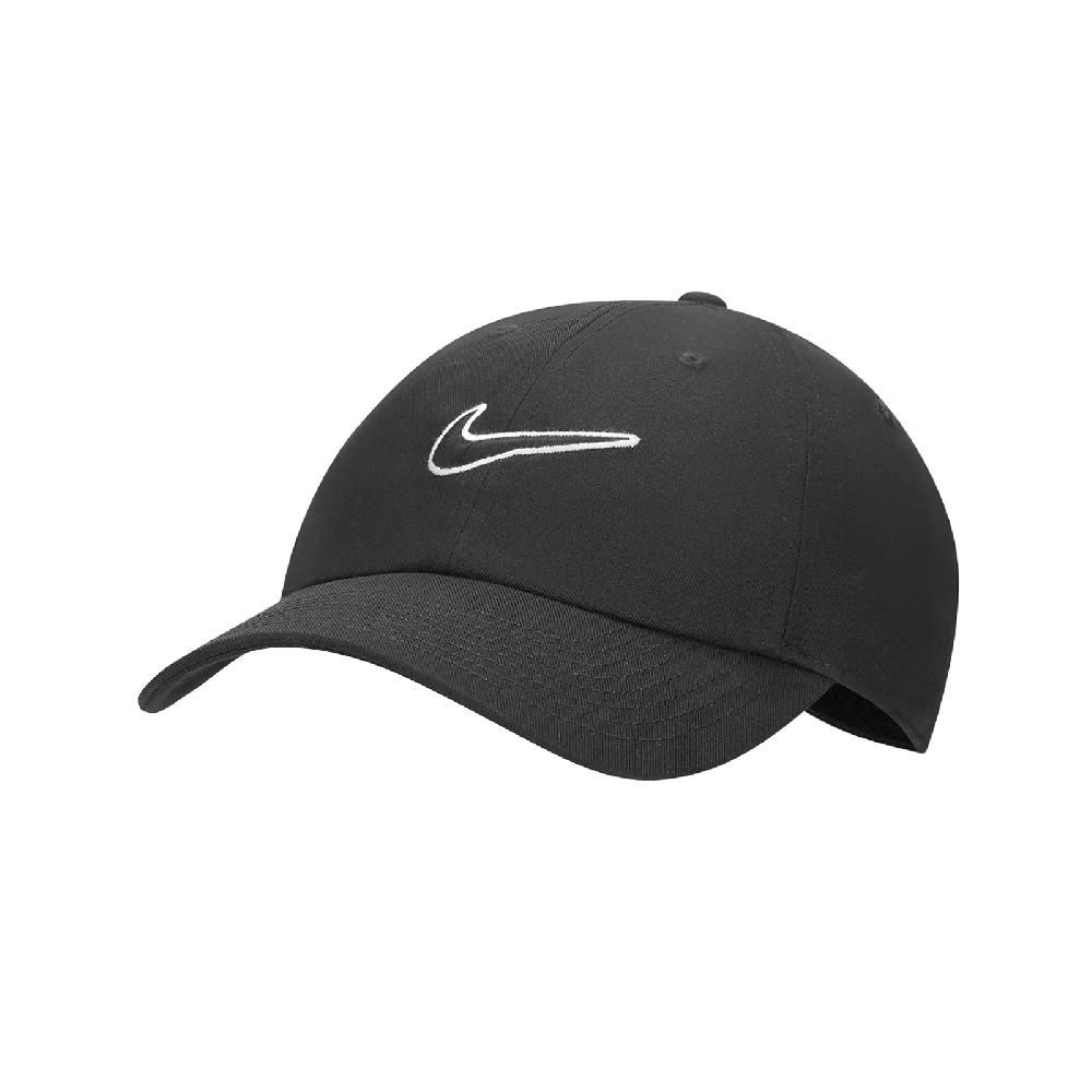 NIKE 耐吉   棒球帽 Club Swoosh Cap 男款 黑 白 刺繡 可調式帽圍 帽子 老帽 FB5369-010