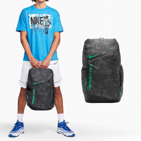 Nike 耐吉 後背包 Hoops Elite 男款 黑 綠 大空間 可調式背帶 氣墊 籃球 雙肩包 背包 FN0943-010