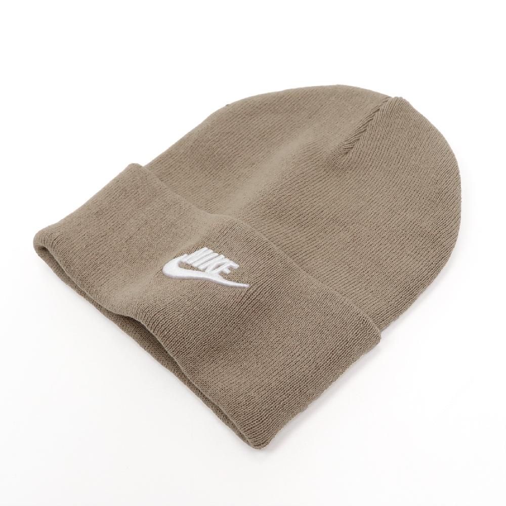 NIKE 耐吉   毛帽 Peak Futura Beanie 奶茶 白 刺繡 男女款 翻邊 針織 帽子 FB6528-247