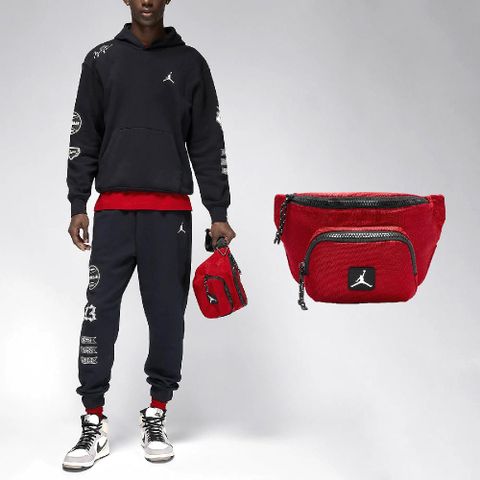 Nike 耐吉 腰包 Jordan Rise 紅 黑 多夾層 可調背帶 扣環 肩背 斜背 小包 喬丹 JD2413011AD-001