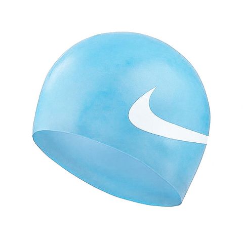 NIKE 耐吉 泳帽 Big Swoosh 藍 白 矽膠泳帽 大勾勾 耐用 游泳 NESS8163-486