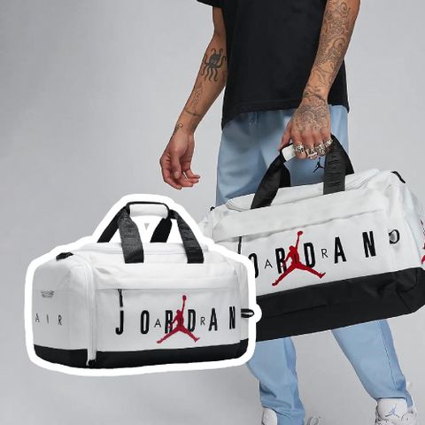 Nike 耐吉 健身包 Jordan Velocity 白 紅 多夾層 大空間 可調背帶 旅行袋 運動包 JD2423006AD-002