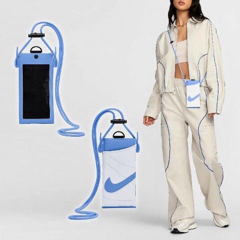 NIKE 耐吉 手機斜背包 Premium Phone Crossbody Bag 藍 白 可觸控 可調背帶 小包 N101003645-1OS