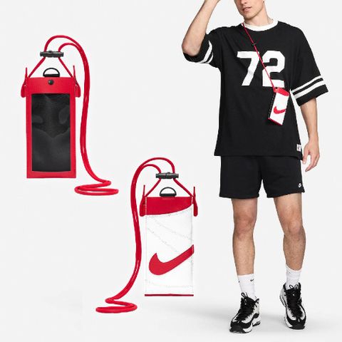 NIKE 耐吉 手機斜背包 Premium Phone Crossbody Bag 紅 白 可觸控 可調背帶 小包 N101003664-2OS