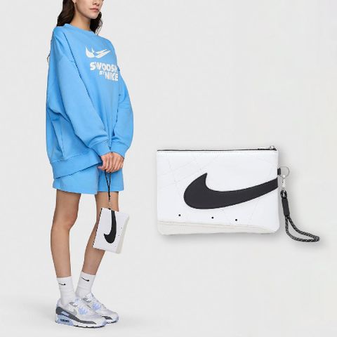 NIKE 耐吉 錢包 Icon Blazer Wristlet 白 黑 皮革 手腕包 隨身包 小包 大勾勾 N100994910-2OS