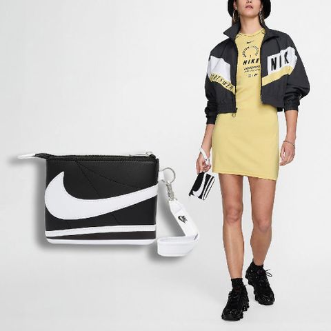 NIKE 耐吉 錢包 Icon Cortez Wristlet 黑 白 皮革 手腕包 隨行包 小包 N100973909-1OS