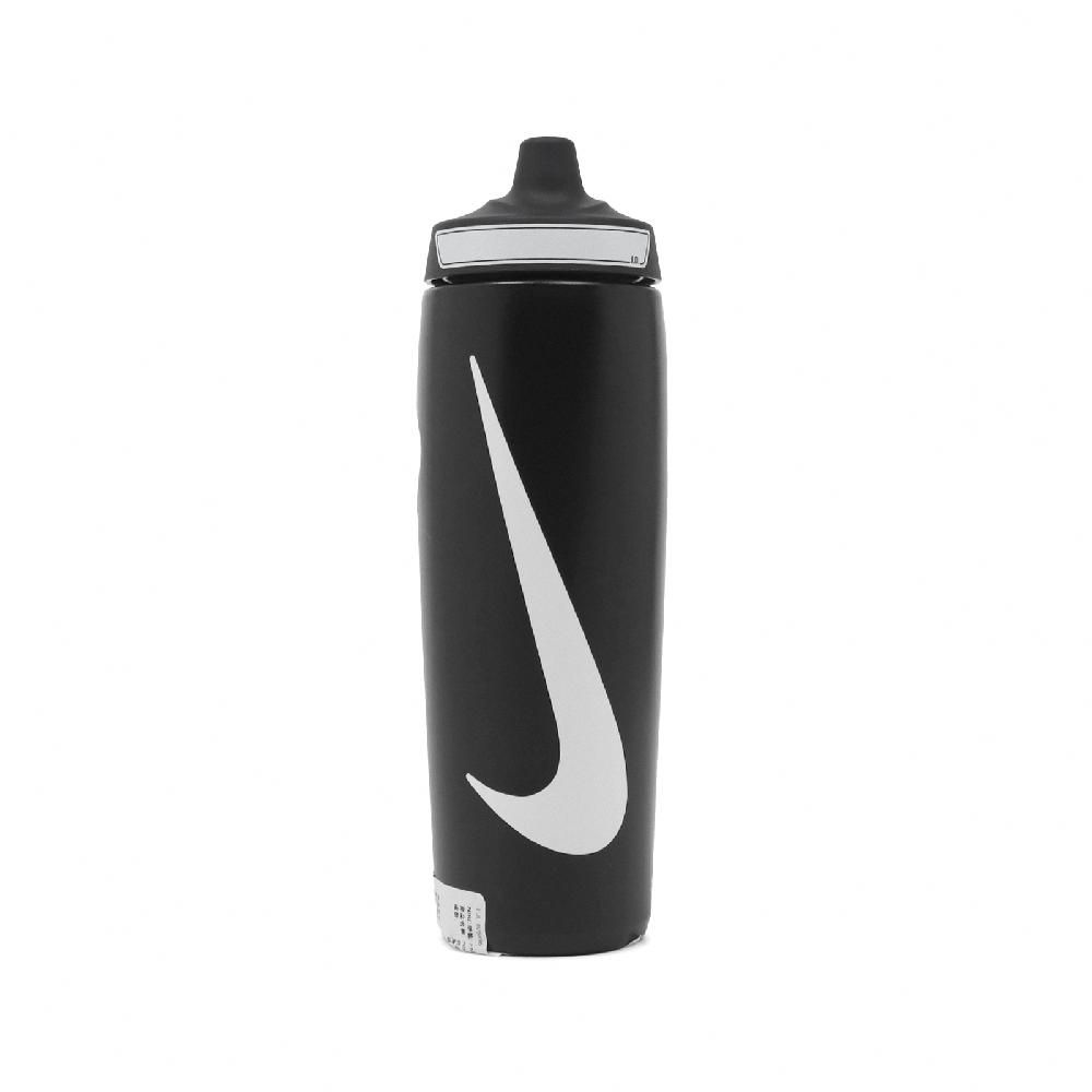 NIKE 耐吉   水壺 Refuel Water Bottle 24 oz 黑 白 可擠壓 單車 運動水壺 N100766609-124